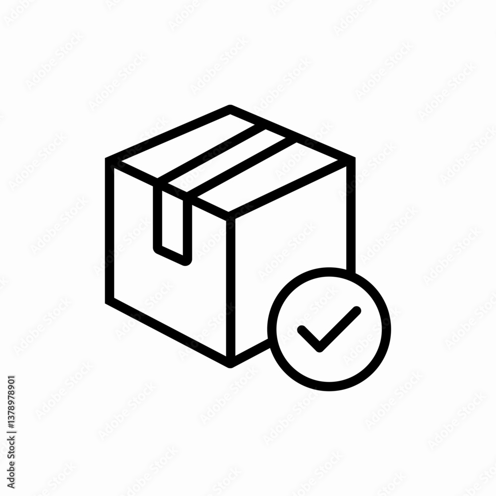 Package check icon vector sign Package check icon vector sign