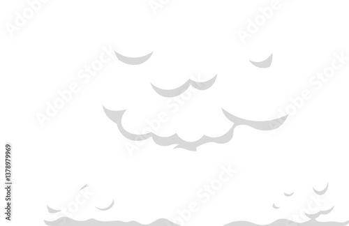 Cartoon clouds are creating a light gray pattern on a white background, suggesting a clear sky with a few fluffy clouds floating peacefully