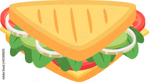 Deliciously toasted sandwich featuring fresh lettuce, ripe tomato, savory onion, and melted cheese, offering a satisfying option for a quick meal or snack any time of day
