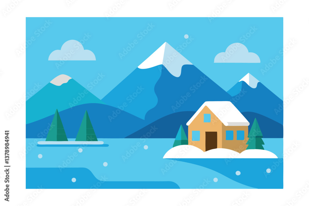 winter landscape with house
