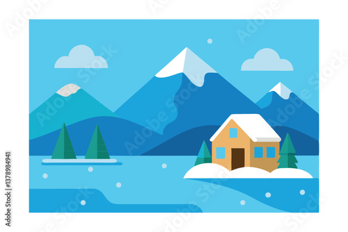winter landscape with house