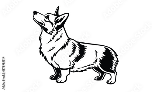 Playful corgi dog vector silhouette, Playful Corgi Vector Illustration 