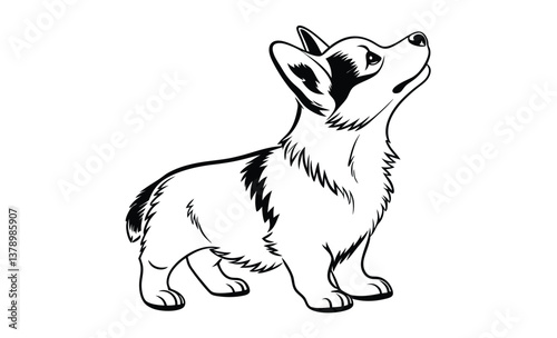 Playful corgi dog vector silhouette, Playful Corgi Vector Illustration 