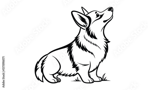 Playful corgi dog vector silhouette, Playful Corgi Vector Illustration 