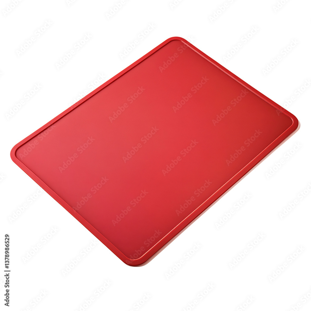 A Sleek Rectangular Silicone Baking Mat with Polished Red Plastic Cutting Board Isolated on Transparent Background A Sleek Rectangular Silicone Baking Mat with Polished Red Plastic Cutting Board Isolated on Transparent Background