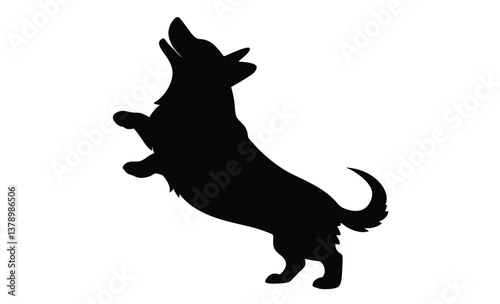 Playful corgi dog vector silhouette, Playful Corgi Vector Illustration 