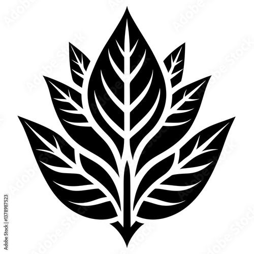 Abstract Black and White Leaf Motif, Elegant Botanical Design Element