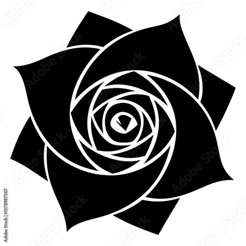 Abstract Black and White Rose Illustration, Elegant Flower Motif for Decorative Design and Graphic Projects