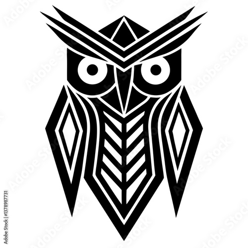 Geometric Owl Illustration: Modern Black and White Vector Design for Creative Projects.