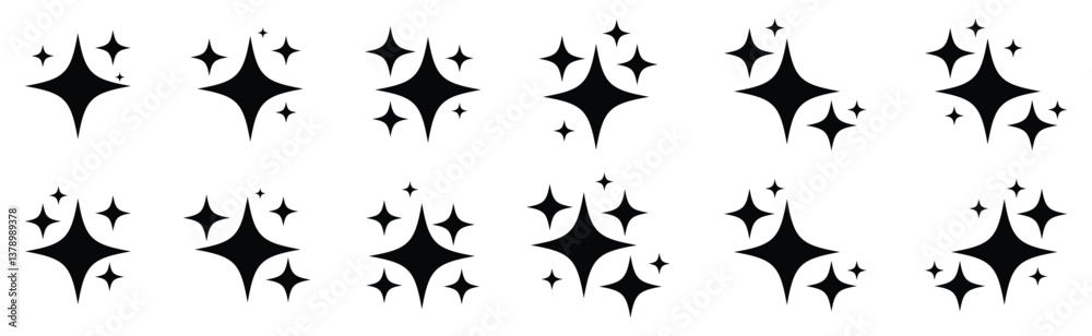 Sparkling Starburst Icons Set for Design Elements vector illustration on white background Sparkling Starburst Icons Set for Design Elements vector illustration on white background