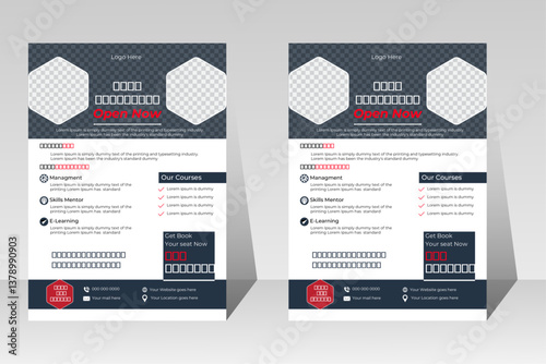 School admission flyer design template, promotion marketing poster, Flyer, handout design, professional and creative editable layout with abstract shapes.