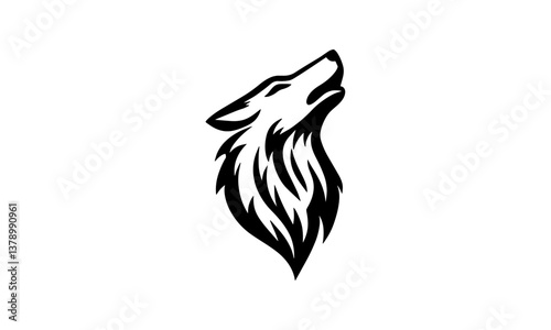 vector silhouette of a wolf howling