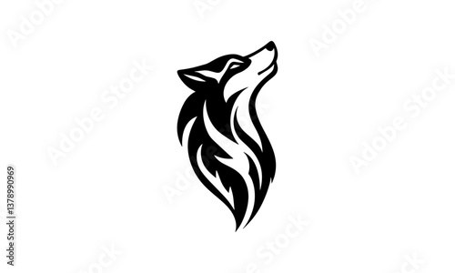 Silhouette of a features howling wolf