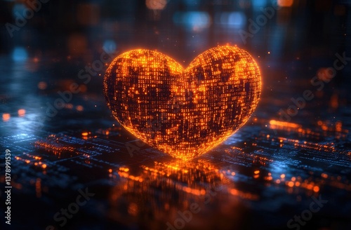 Wallpaper Mural Glowing Heart Shape Against City Lights Torontodigital.ca