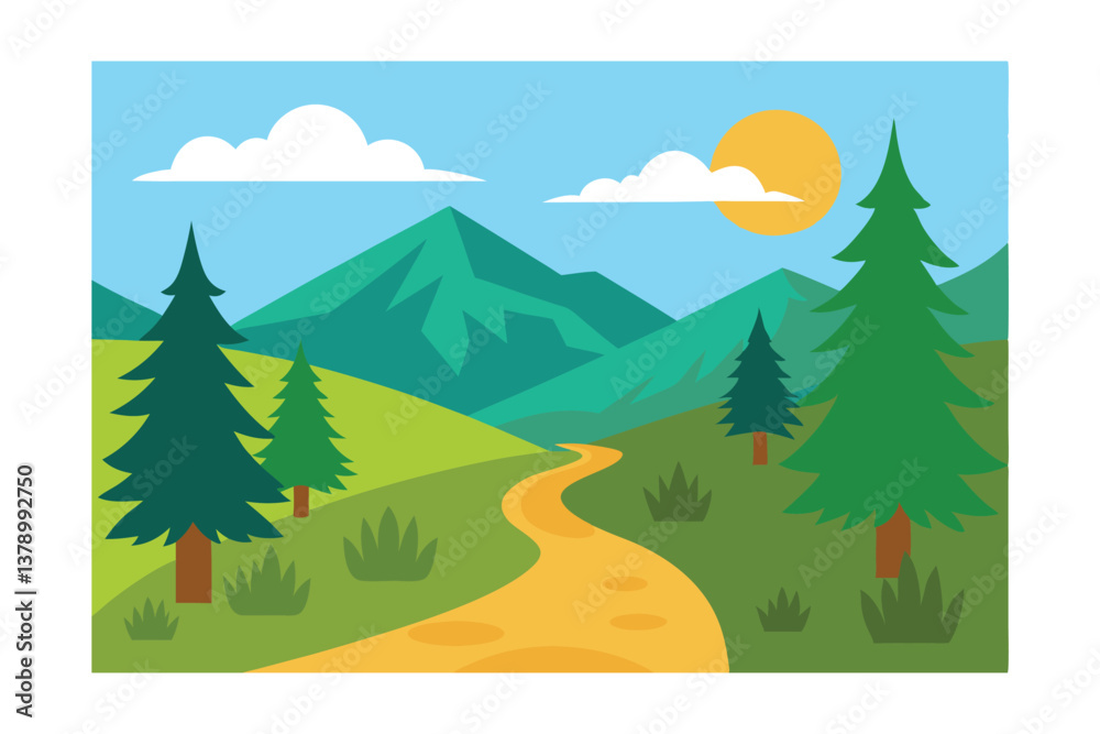 Fototapeta premium landscape with mountains and trees