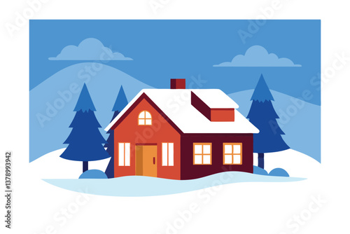 winter landscape with house