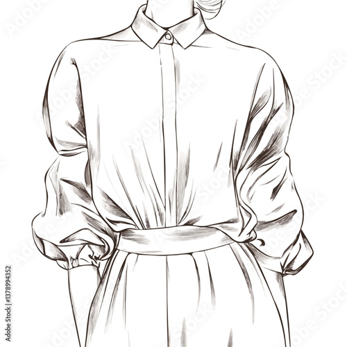 Blouse Sleeve minimalist flat illustration, featuring a clean design isolated on a white background.

