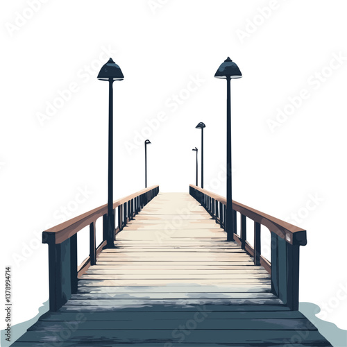 Boardwalk minimalist flat illustration, featuring a clean design isolated on a white background.

