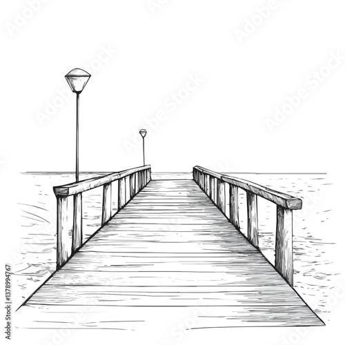 Boardwalk minimalist flat illustration, featuring a clean design isolated on a white background.

