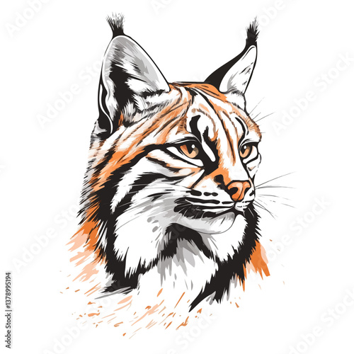 Bobcat minimalist flat illustration, featuring a clean design isolated on a white background.

