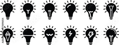 Light bulb icon in flat set. isolated on transparent background