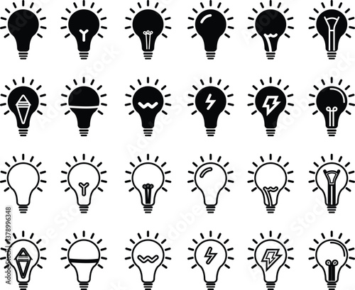 Light bulb icon in flat line set. isolated on transparent background