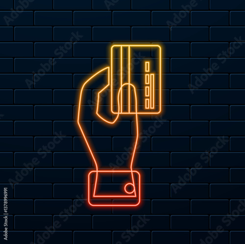 Online transaction icon Payment icon. neon style.payment with credit card vector icon. pay for online purchase. debit card. digital money. thin line color symbol. modern style pictogram