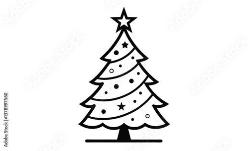 Christmas tree vector silhouette, Christmas tree vector silhouette illustration isolated on white background 