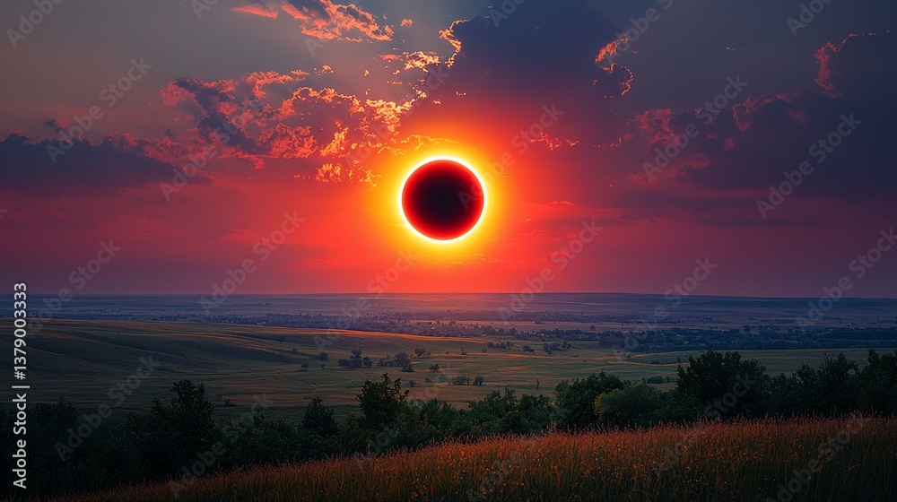 Total Solar Eclipse Dramatic Sunrise Sunset Landscape Total Solar Eclipse Dramatic Sunrise Sunset Landscape