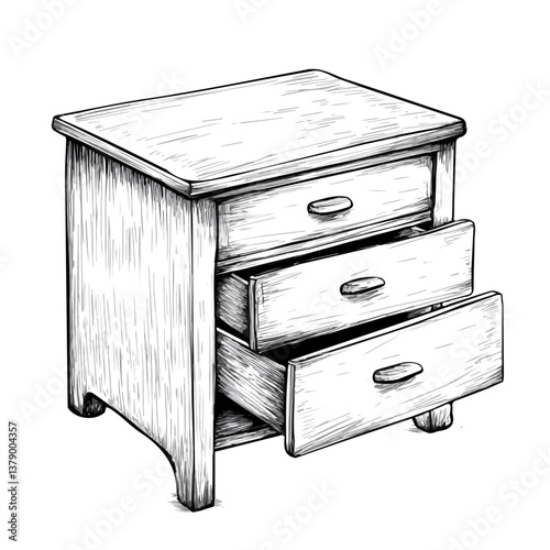 Desk Drawer minimalist flat illustration, featuring a clean design isolated on a white background.


