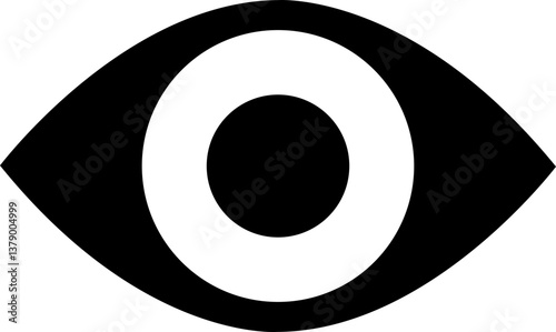 Eye icon in flat. Eyesight symbol isolated on transparent background