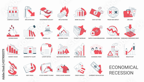 economic downturn scenarios, economical recession, financial loss market crash business failures, alert drop confidence Bankruptcy chain Supply breakdown Consumer