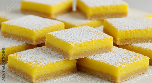 Delightful lemon bars dusted with powdered sugar offer a tangy and sweet indulgence