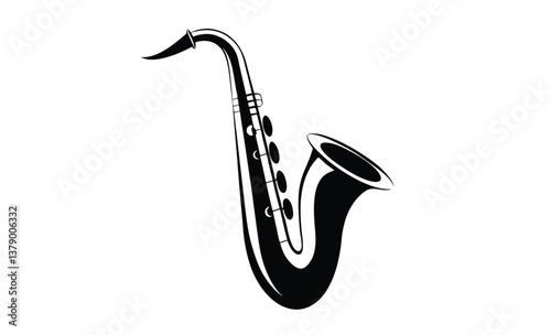 Saxophone with notes silhouette