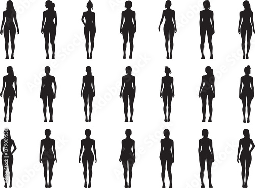 Gymnastics silhouette of female figures