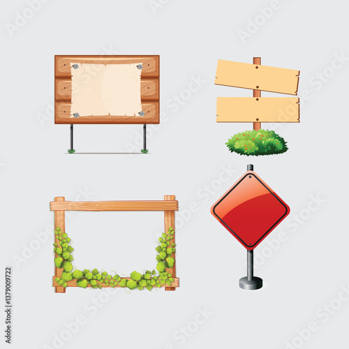set of wooden board