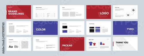 Brand Identity Guidelines Document layout Template Design. Professional Editable Brand Book Template for Business and Marketing, Brand manual presentation. Brand strategy design. Logo guideline book