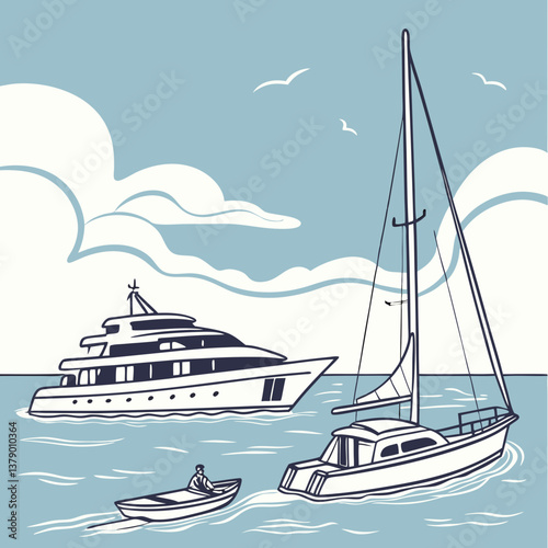 luxury yacht in the sea vector