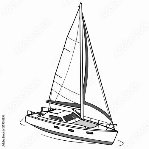 sailing ship on white background
