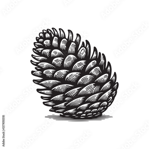Simple Bristlecone Pine Seed Vector Icon – Vintage Logo & Retro Illustration