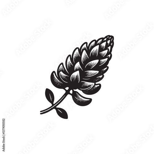 Simple Bluebonnet Flower Front View Vector Icon – Vintage Logo & Retro Illustration