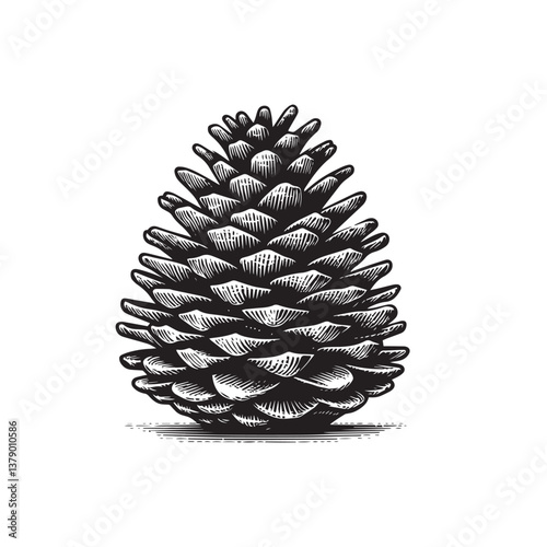 Simple Bristlecone Pine Seed Vector Icon – Vintage Logo & Retro Illustration