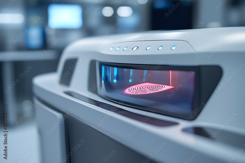 Fototapeta premium Biometric scanner technology at a security checkpoint during the day in a modern facility