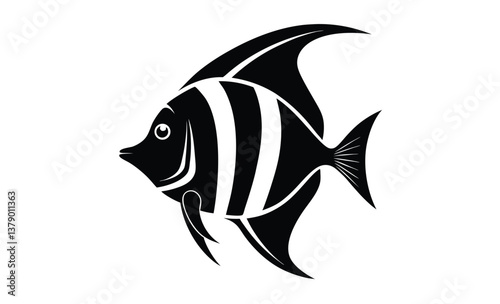 Angelfish fish vector silhouette, angelfish fish on white background 