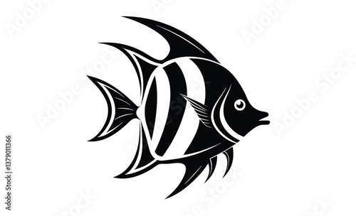 Angelfish fish vector silhouette, angelfish fish on white background 