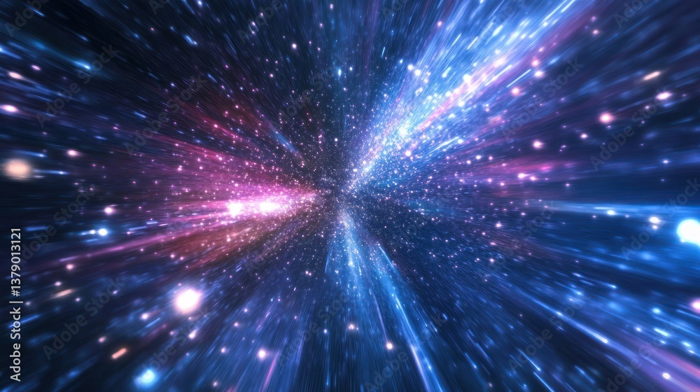 A vibrant visual representation of traveling through deep space A vibrant visual representation of traveling through deep space