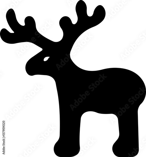 Deer Cute cartoon funny reindeer icon in flat. perfect for holiday themes, isolated on transparent background