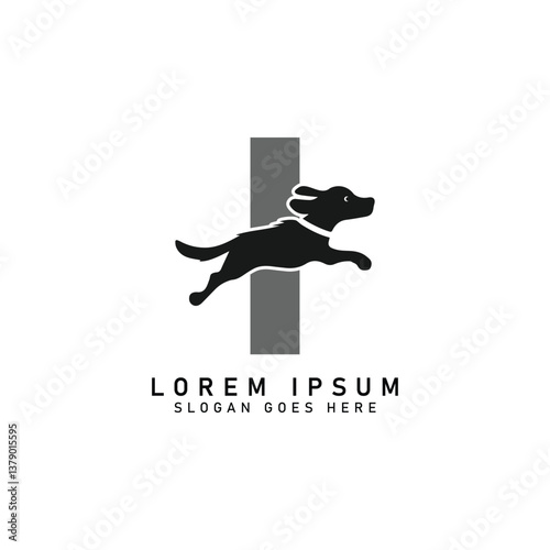 Initial Letter I Dog Logo. Alphabet I Dog Design vector illustration