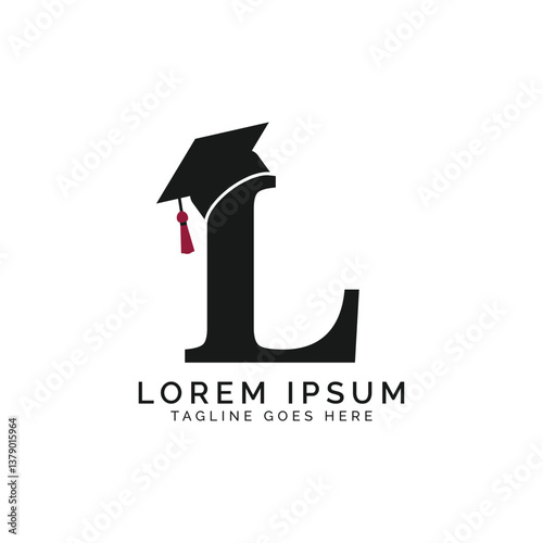 Letter L with Graduation Cap Logo. Alphabet L Education Hat icon