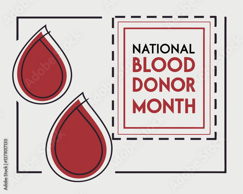 National Blood Donor Month in January: Two Red Blood Drops and Text